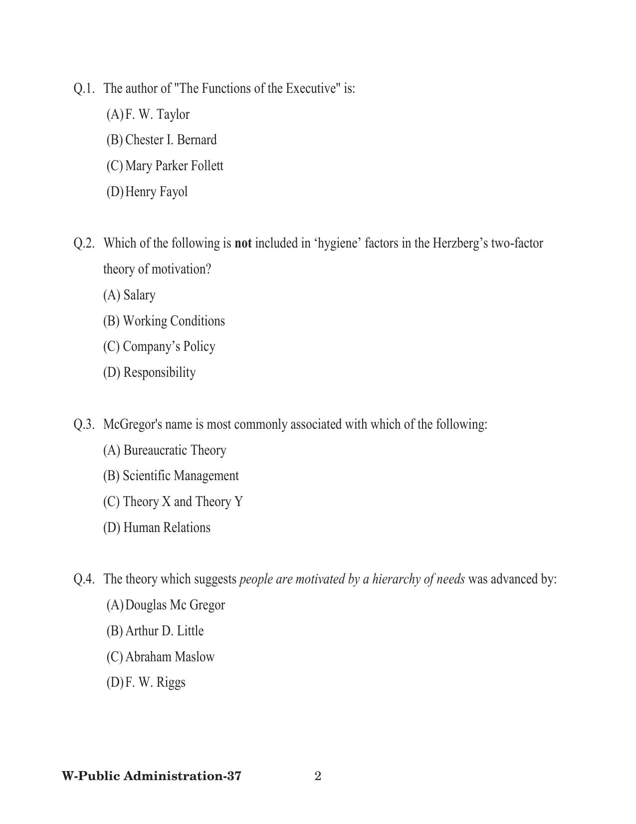 Odisha CPET 2022 PUBLIC ADMINISTRATION Question Paper - Page 2