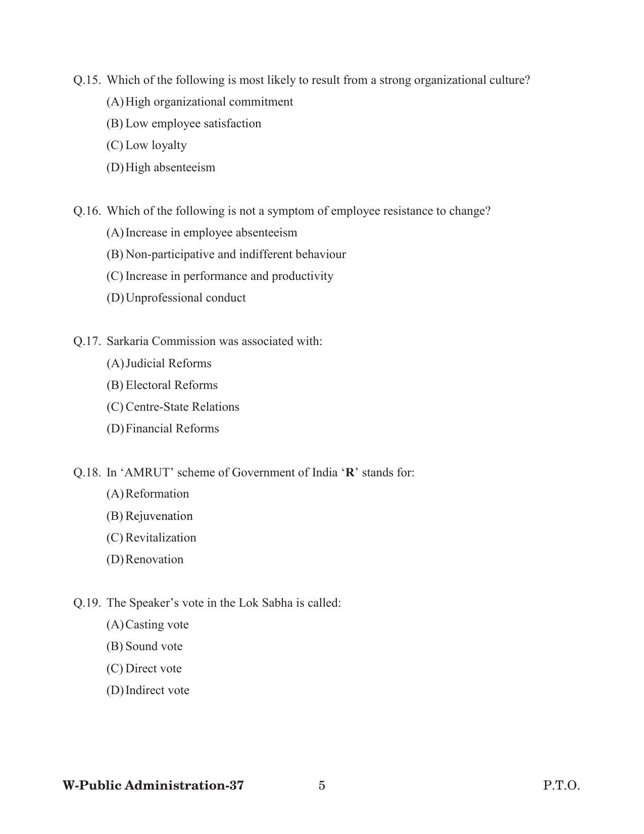 Odisha CPET 2022 PUBLIC ADMINISTRATION Question Paper - Page 5