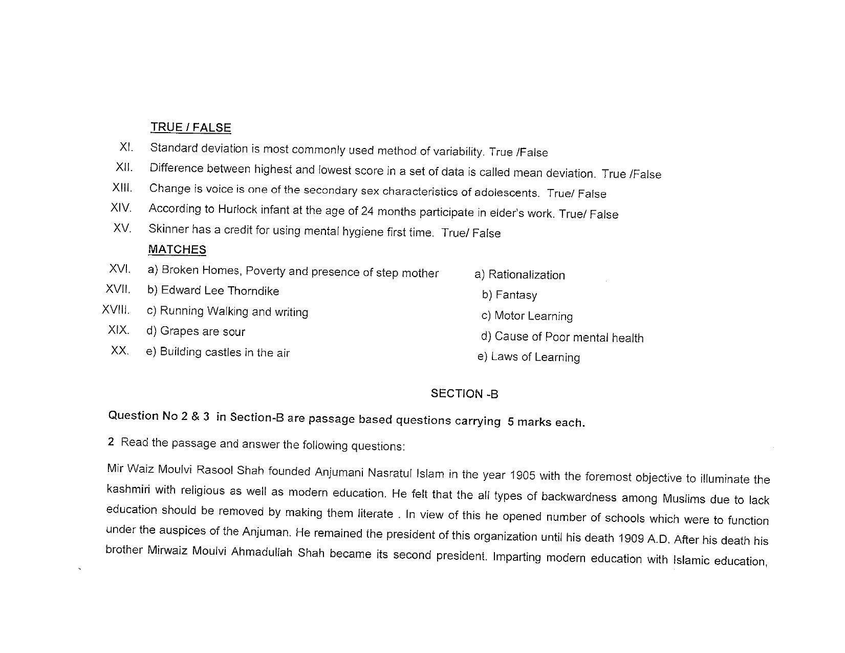 JKBOSE Class 12 Education Model Question Paper 2023 - Page 3