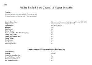 AP PGCET 2025 Electronics And Communication Engineering Paper with Answer Key