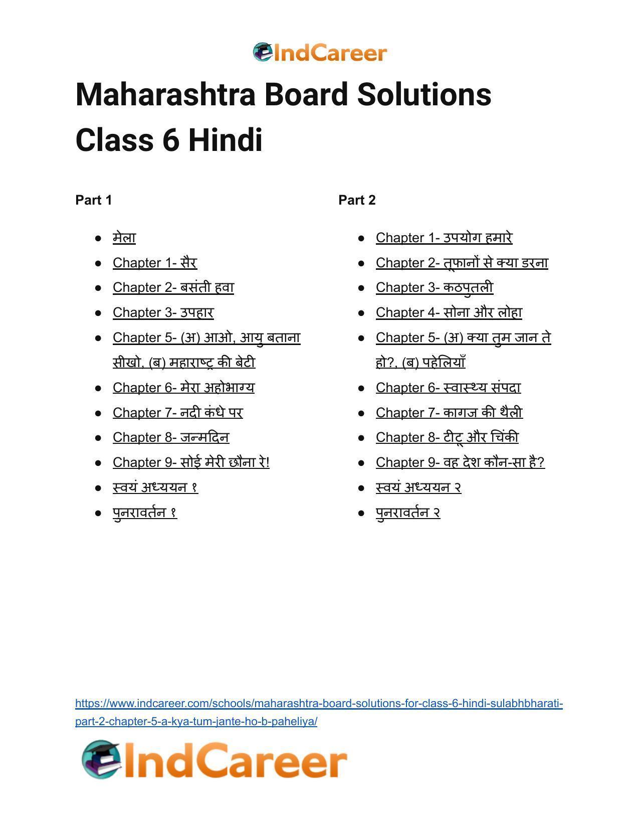 Maharashtra Board Solutions for Class 6- Hindi Sulabhbharati (Part 2): Chapter 5- (अ) क्या तुम जान ते हो?, (ब) पहेलियाँ - Page 6