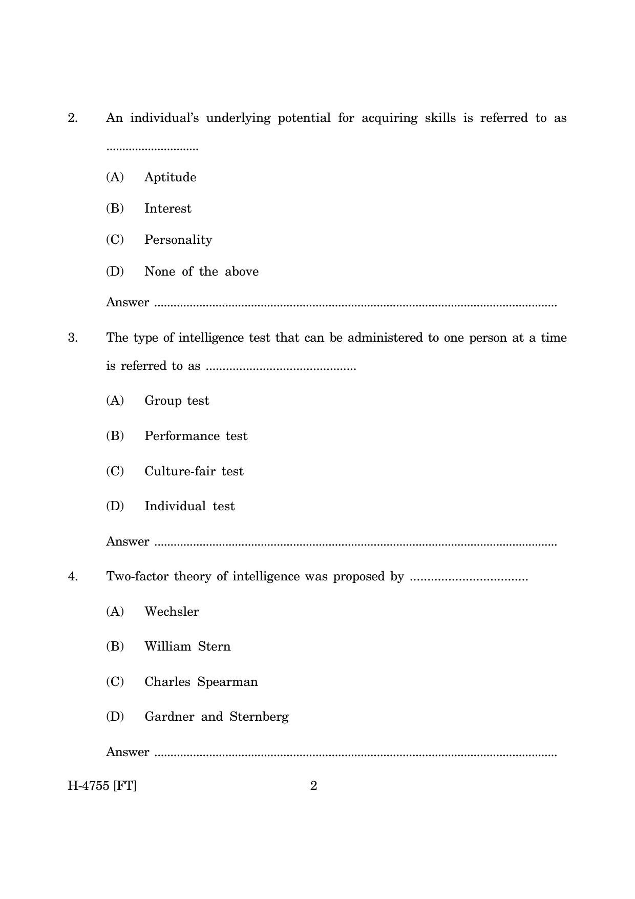 Goa Board Class 12 Psychology (CWSN) (November 2022) Question Paper - Page 2