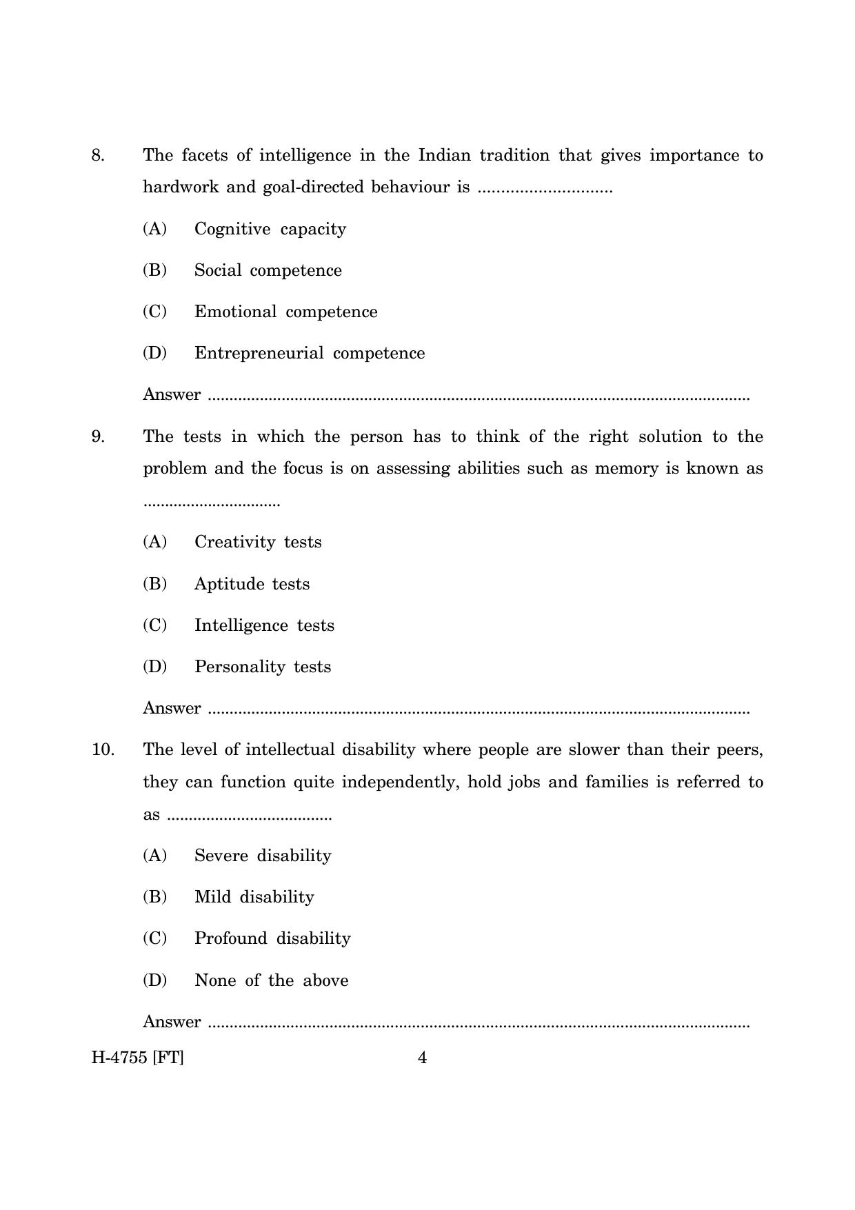 Goa Board Class 12 Psychology (CWSN) (November 2022) Question Paper - Page 4