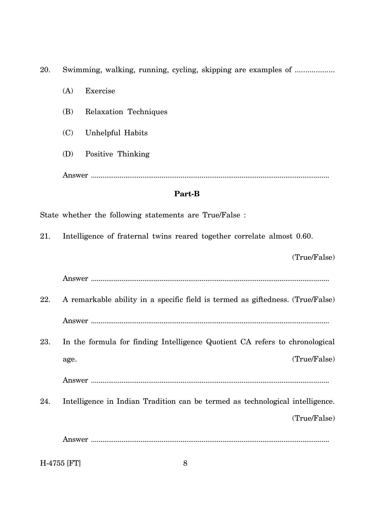 Goa Board Class 12 Psychology (CWSN) (November 2022) Question Paper - Page 8