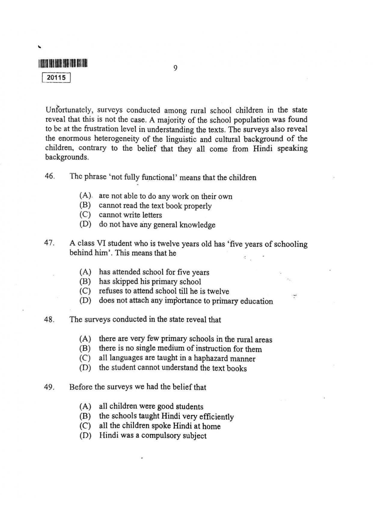 CUSAT CAT 2015 BBA & LLB (Hons) Question Paper - Page 10