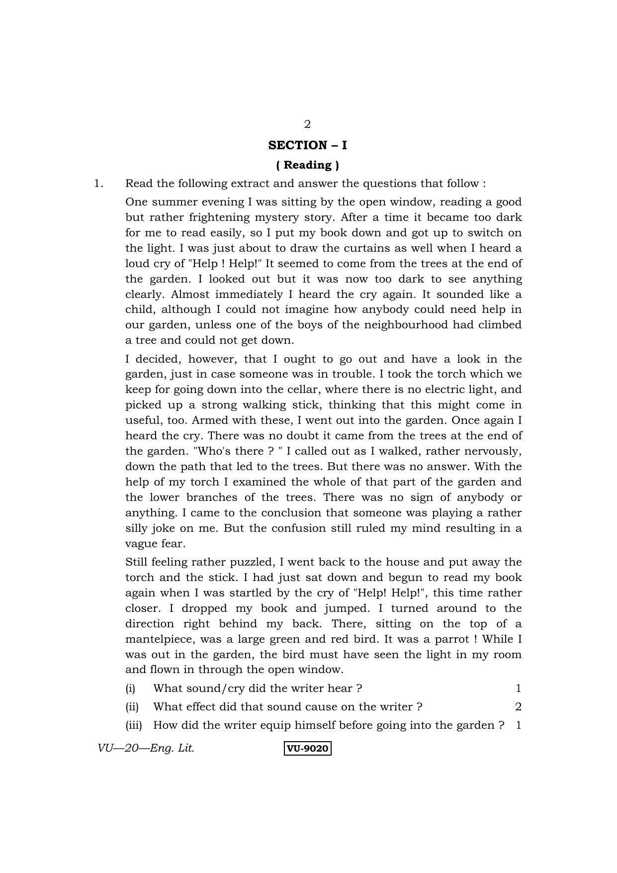 RBSE English Literature 2015 Varishtha Upadhyay Question Paper - Page 2