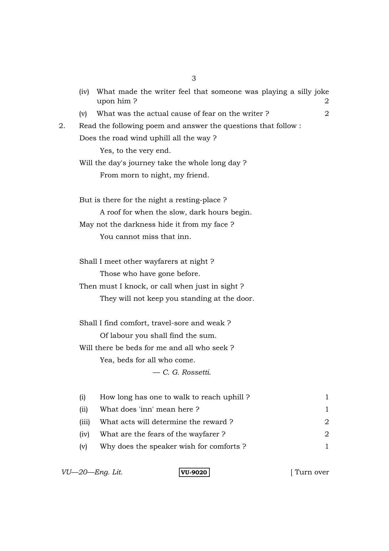 RBSE English Literature 2015 Varishtha Upadhyay Question Paper - Page 3