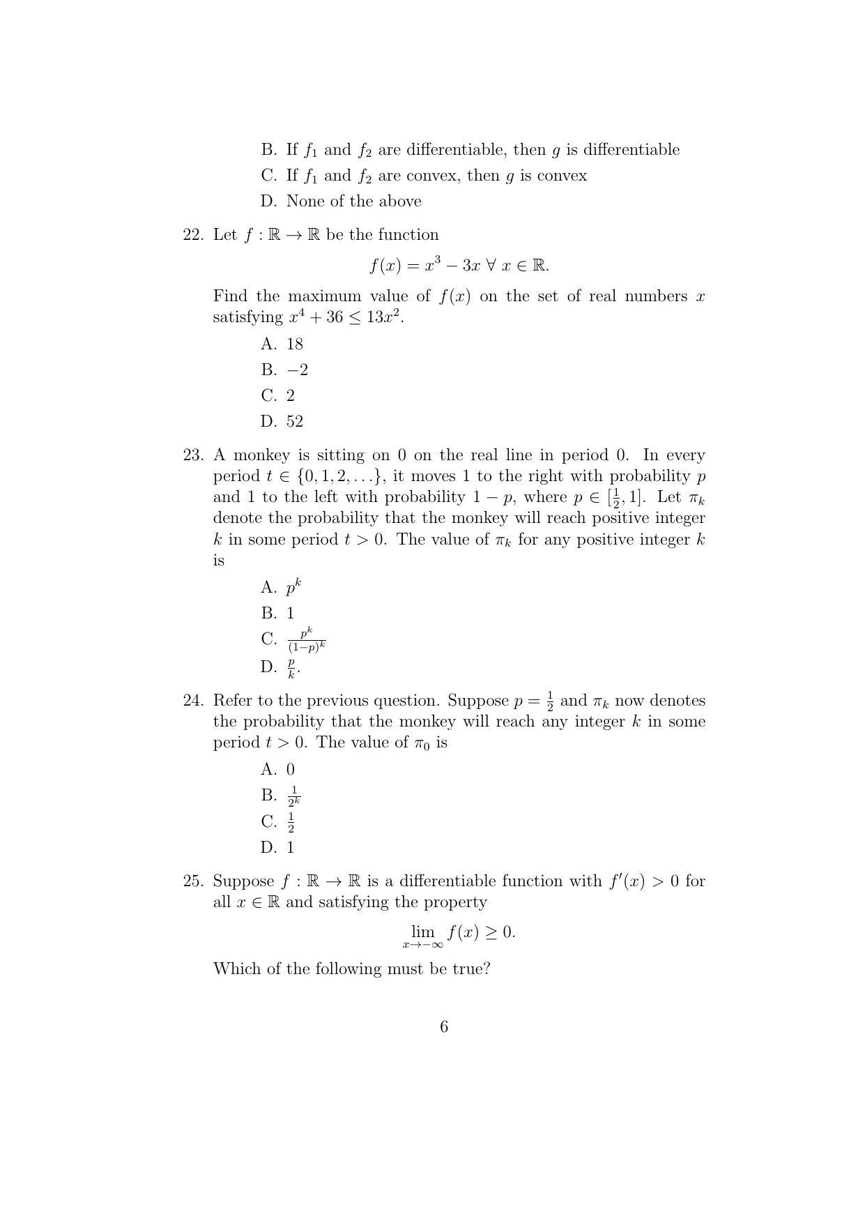 ISI Admission Test M.S.(QE) PEA 2017 Sample Paper - Page 6