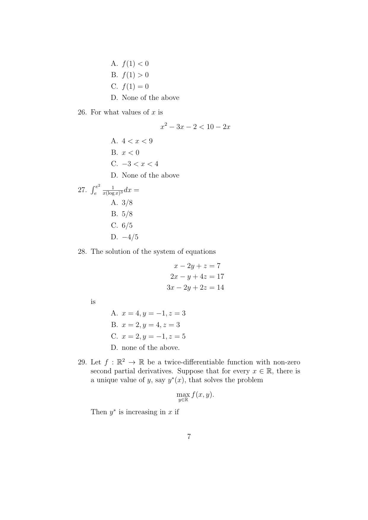 ISI Admission Test M.S.(QE) PEA 2017 Sample Paper - Page 7