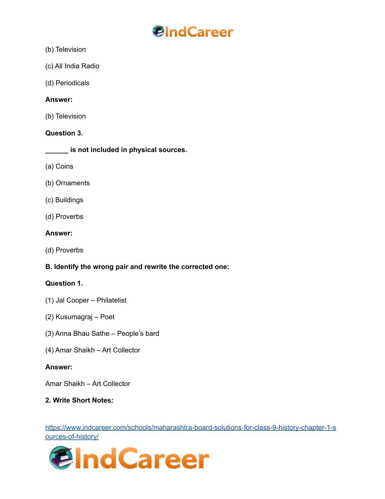Maharashtra Board Solutions for Class 9- History: Chapter 1- Sources of History - Page 3