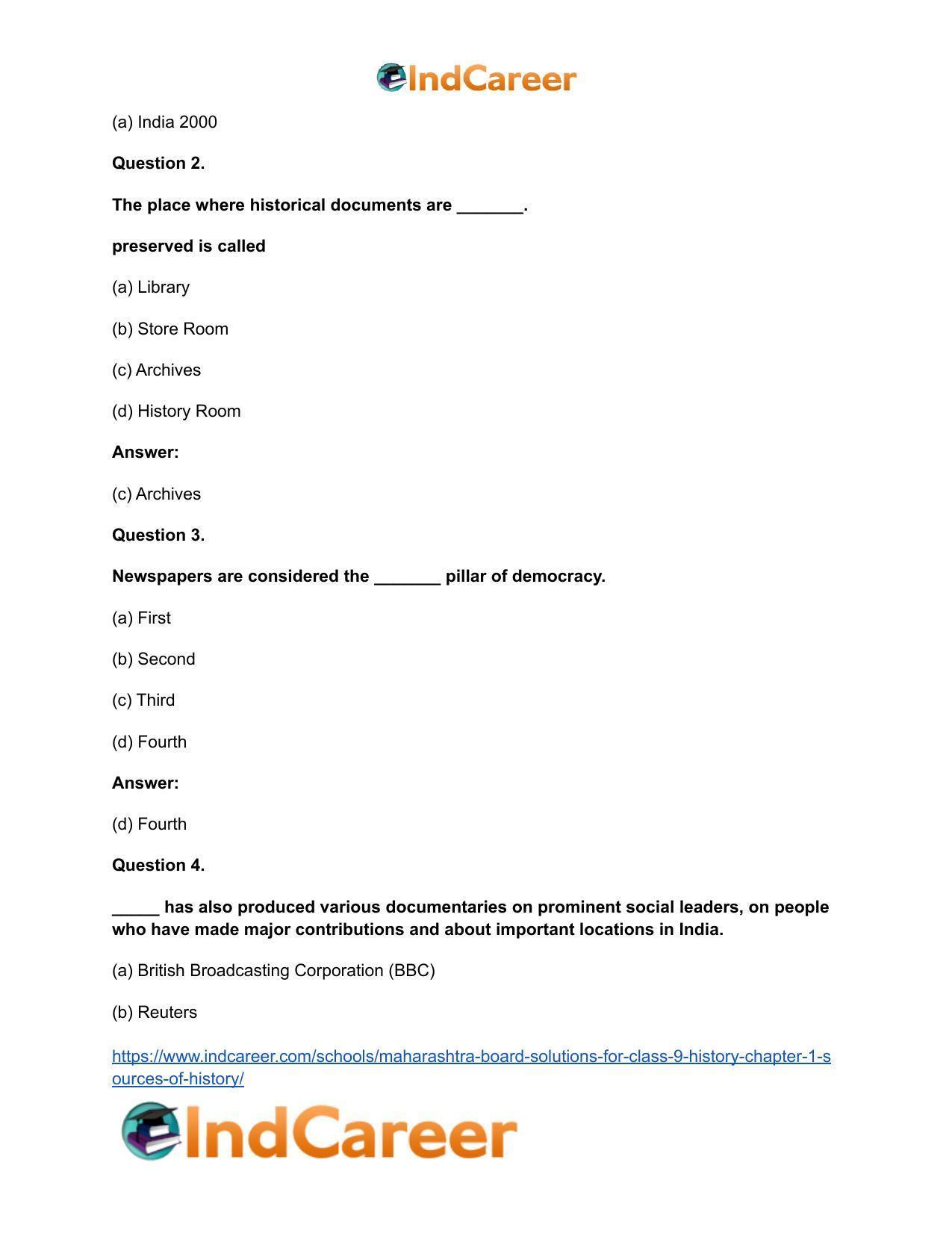 Maharashtra Board Solutions for Class 9- History: Chapter 1- Sources of History - Page 6