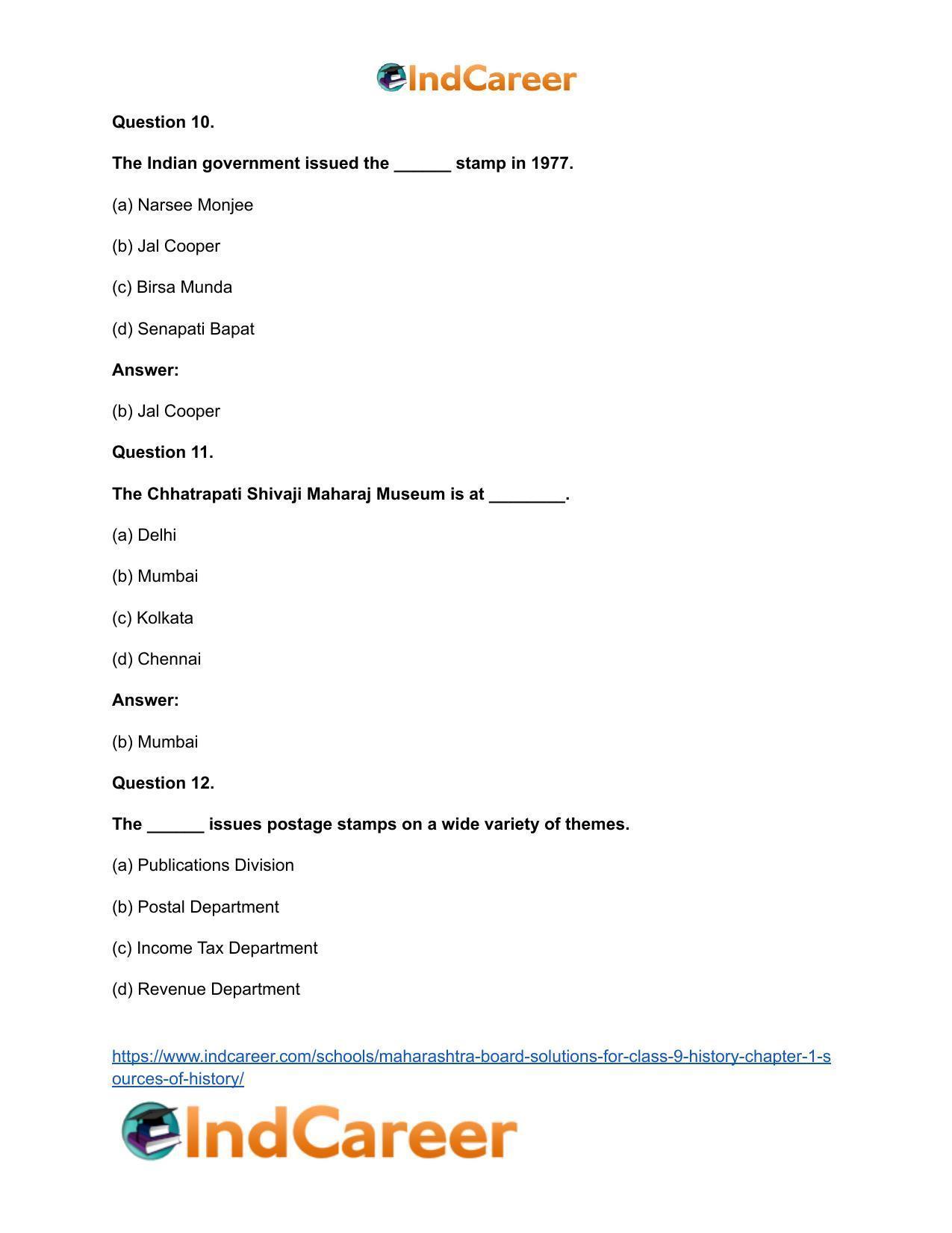 Maharashtra Board Solutions for Class 9- History: Chapter 1- Sources of History - Page 9
