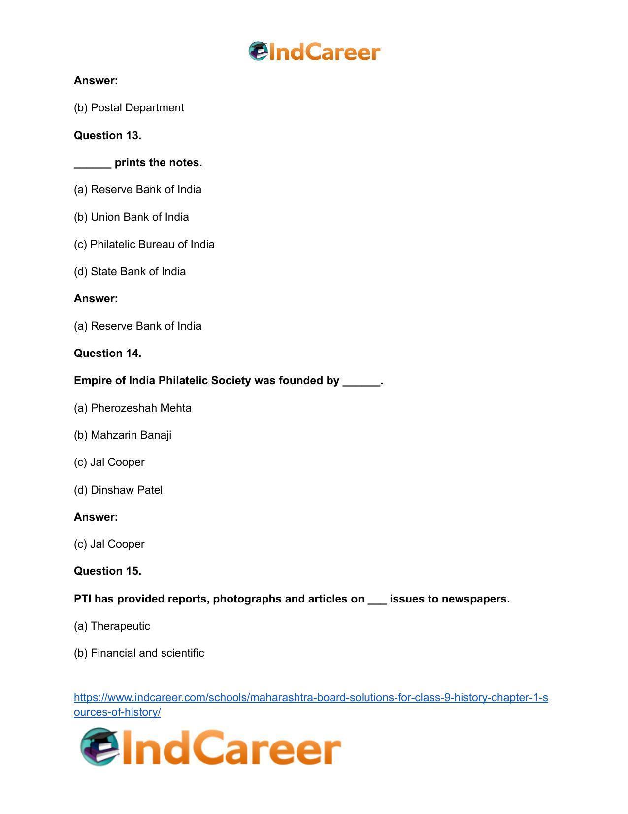 Maharashtra Board Solutions for Class 9- History: Chapter 1- Sources of History - Page 10
