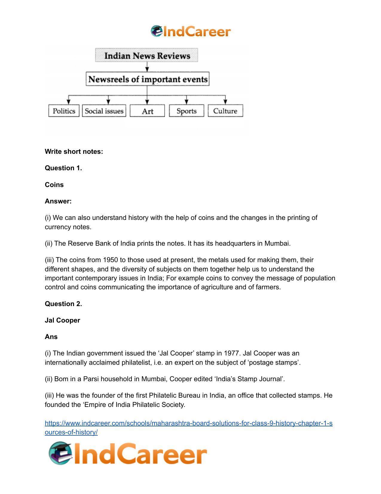 Maharashtra Board Solutions for Class 9- History: Chapter 1- Sources of History - Page 14