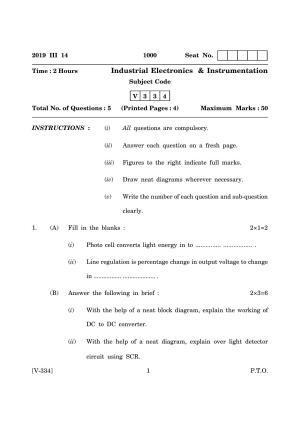 Goa Board Class 12 Industrial Electronics & Instrumentation  2019 (March 2019) Question Paper