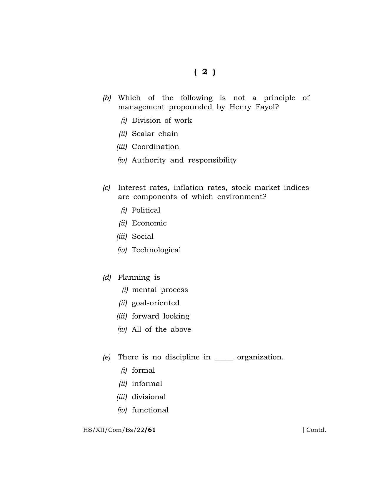 Meghalaya Board (MBOSE) Class 12 (HS_XII_Com_BS_22_61) 2022 Question Paper - Page 2