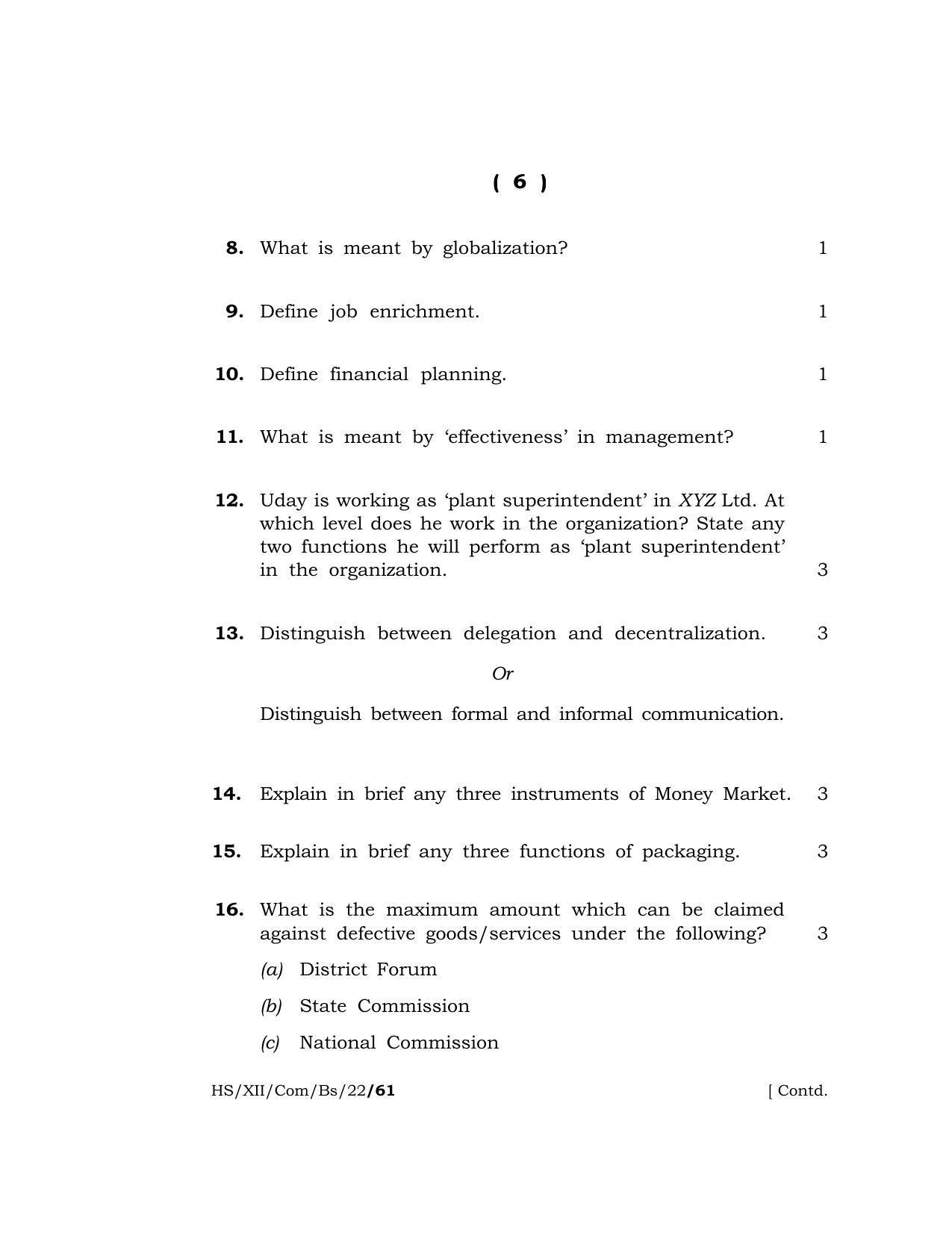 Meghalaya Board (MBOSE) Class 12 (HS_XII_Com_BS_22_61) 2022 Question Paper - Page 6