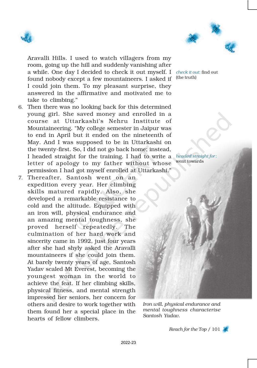 NCERT Book for Class 9 English Chapter 8 Reach for the Top - Page 5