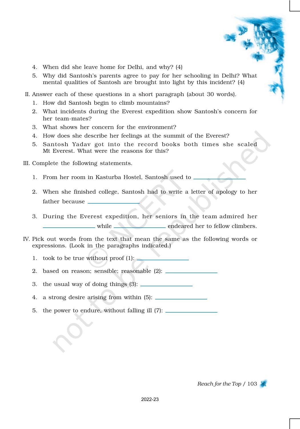 NCERT Book for Class 9 English Chapter 8 Reach for the Top - Page 7