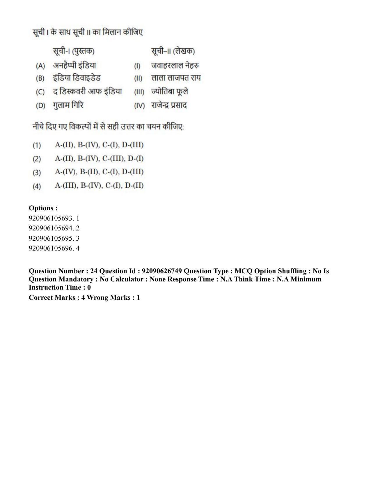 CUET PG 2023: HUQP02 – Anthropology (Hin) - Shift 2 (26-06-2023) Question Paper - Page 23