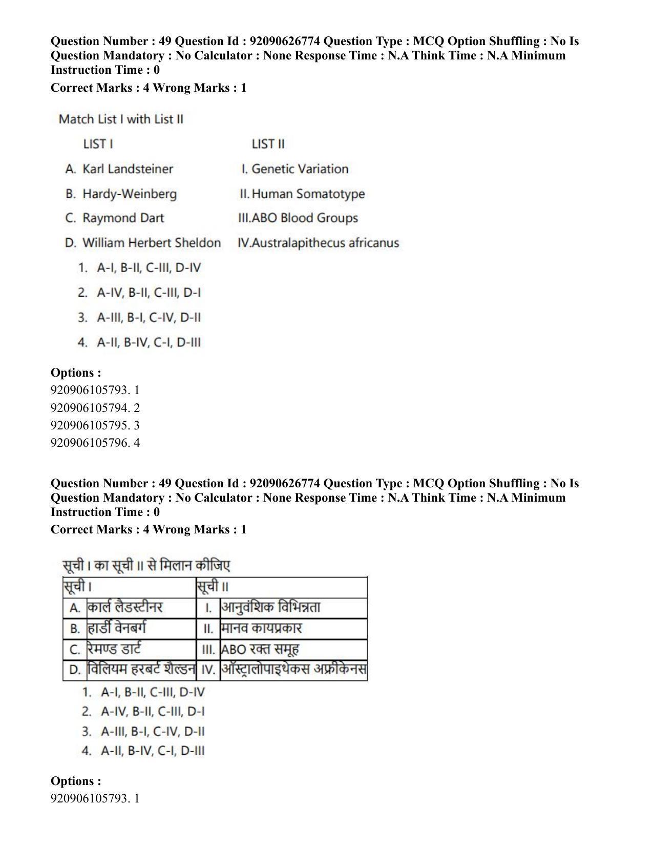 CUET PG 2023: HUQP02 – Anthropology (Hin) - Shift 2 (26-06-2023) Question Paper - Page 48