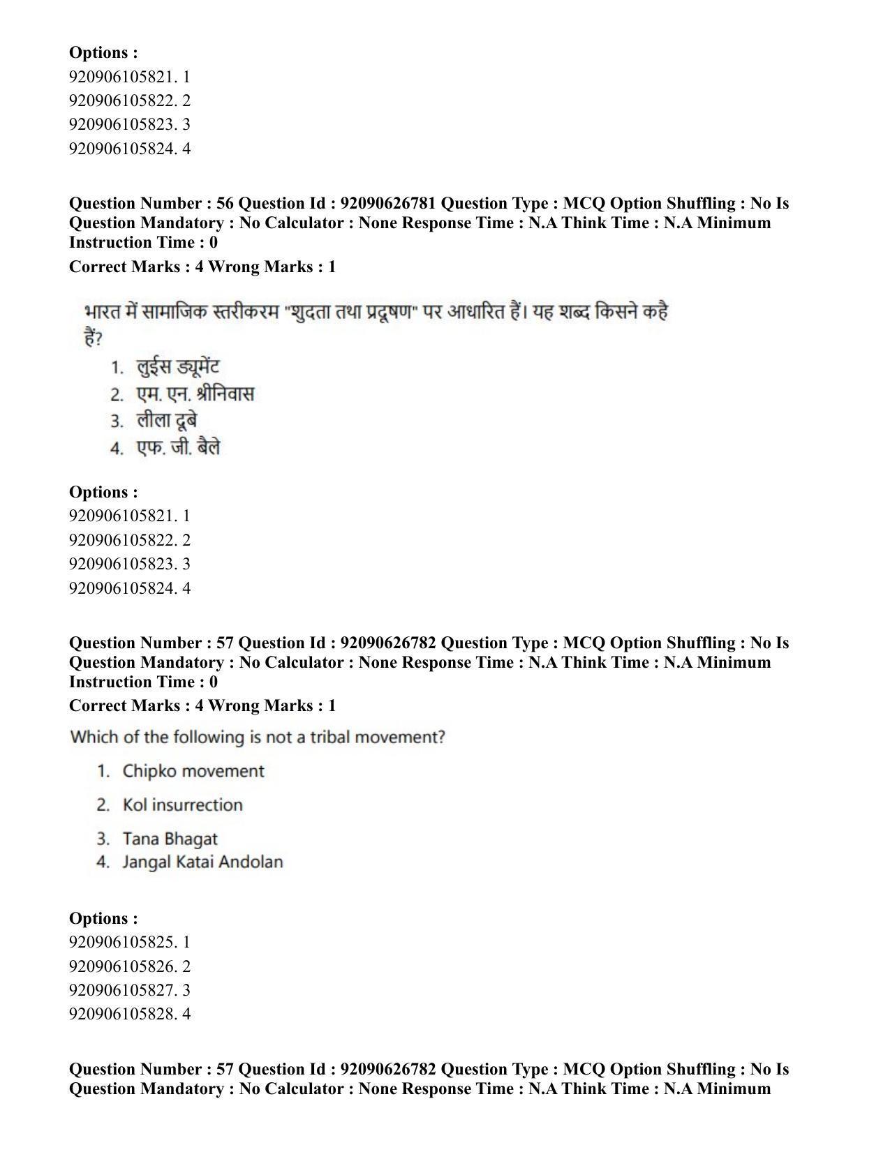 CUET PG 2023: HUQP02 – Anthropology (Hin) - Shift 2 (26-06-2023) Question Paper - Page 55