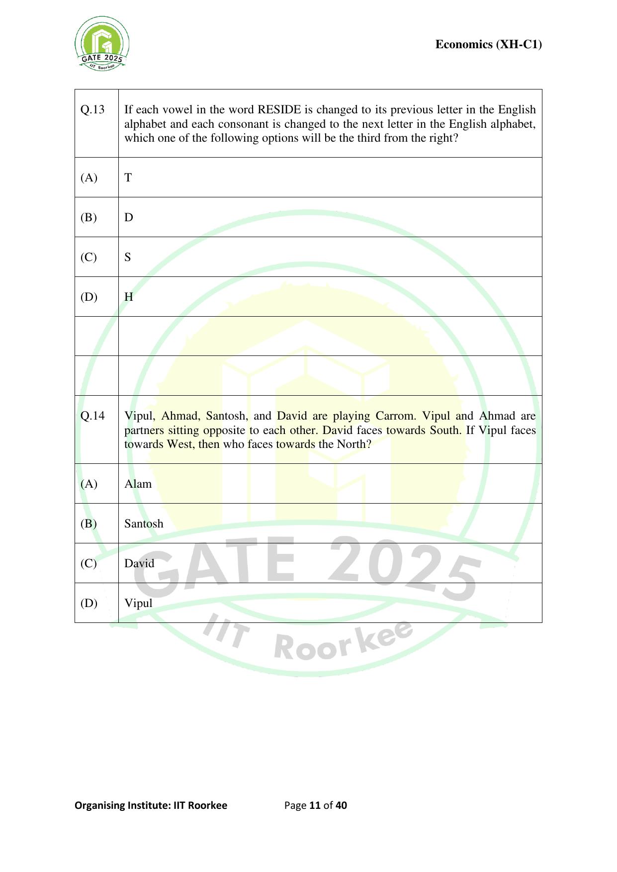 GATE 2025 Humanities & Social Sciences - Economics (XH-C1) Question Paper - Page 11