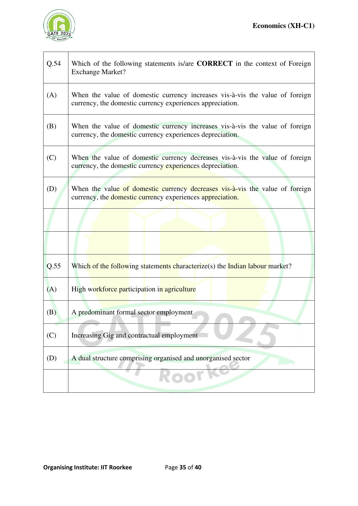 GATE 2025 Humanities & Social Sciences - Economics (XH-C1) Question Paper - Page 35