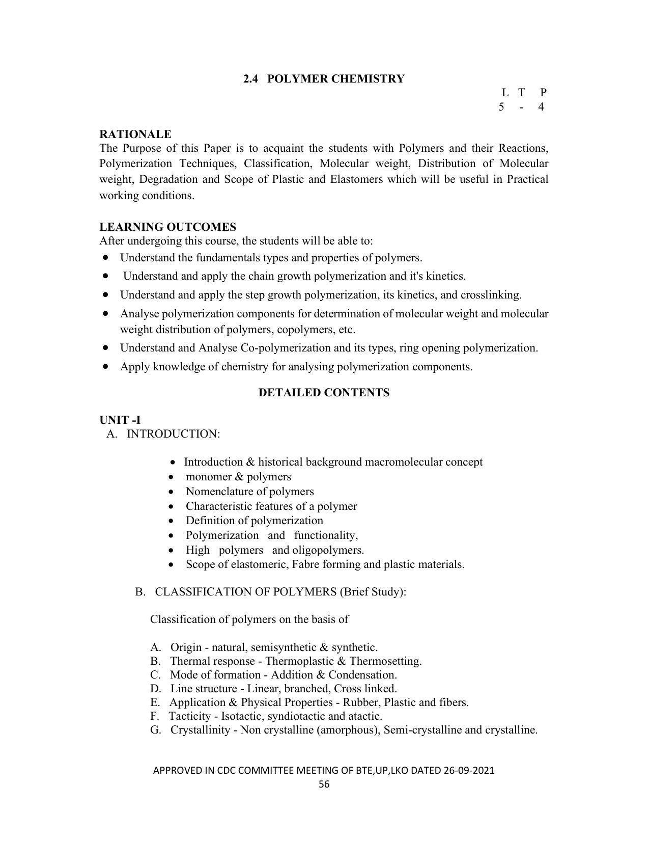 SYLLABUS FOR SEMESTER SYSTEM EFFECTIVE FROM (2021-2022) - CHEMICAL TECHNOLOGY (RUBBER AND PLASTIC) - Page 61