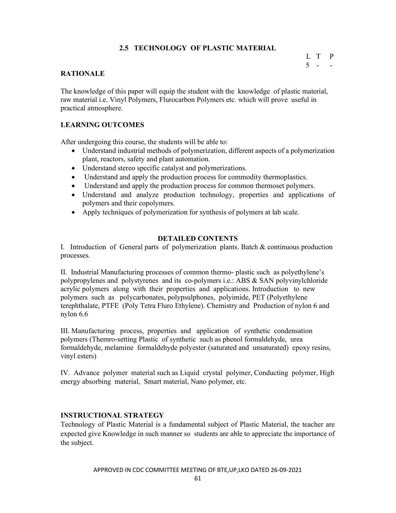 SYLLABUS FOR SEMESTER SYSTEM EFFECTIVE FROM (2021-2022) - CHEMICAL TECHNOLOGY (RUBBER AND PLASTIC) - Page 66