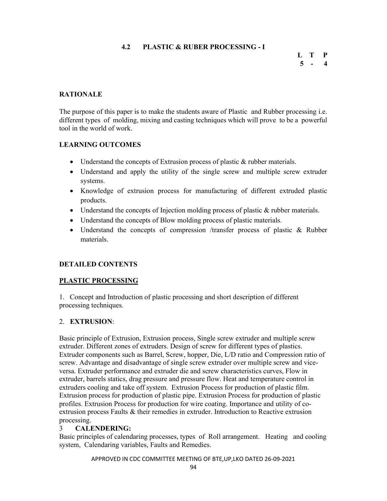 SYLLABUS FOR SEMESTER SYSTEM EFFECTIVE FROM (2021-2022) - CHEMICAL TECHNOLOGY (RUBBER AND PLASTIC) - Page 99