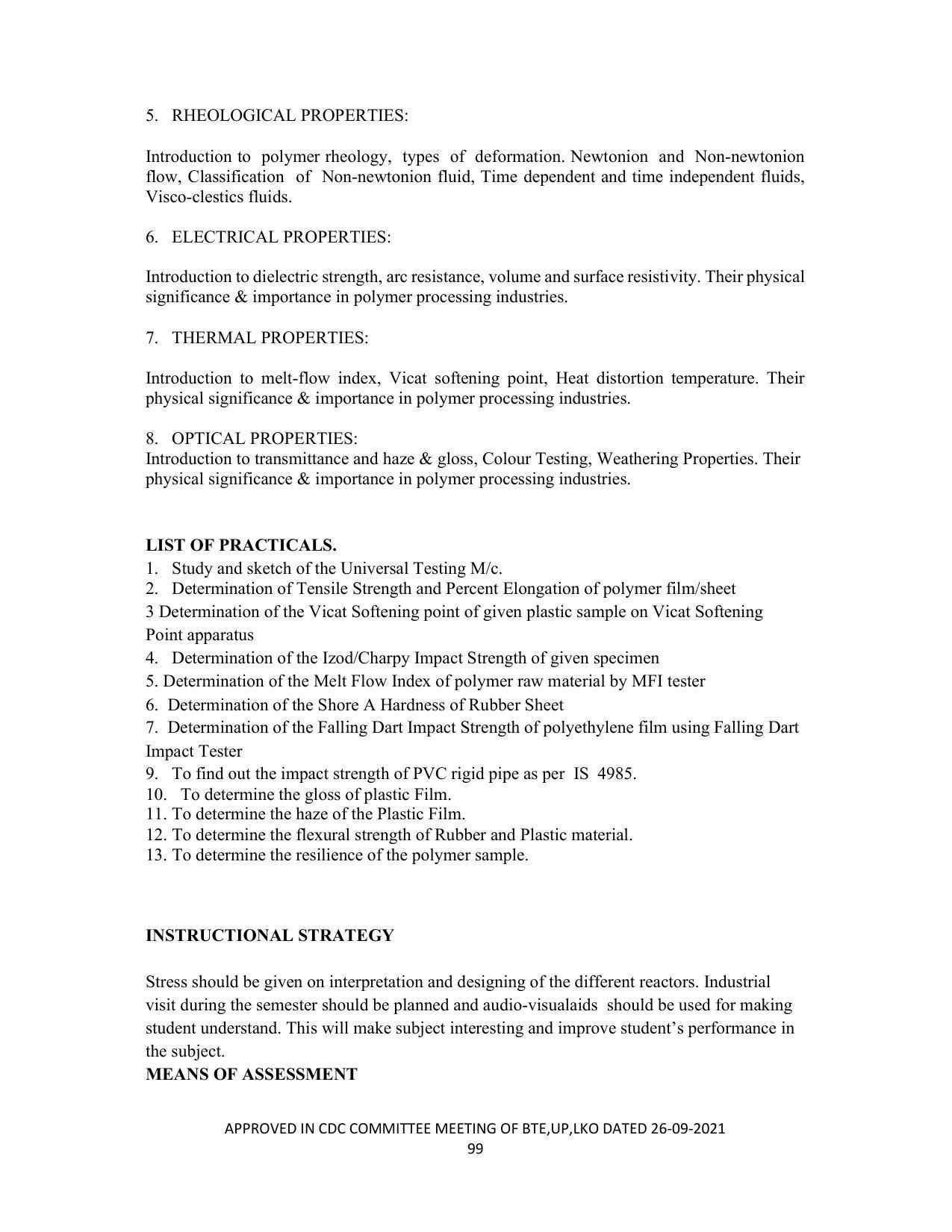 SYLLABUS FOR SEMESTER SYSTEM EFFECTIVE FROM (2021-2022) - CHEMICAL TECHNOLOGY (RUBBER AND PLASTIC) - Page 104