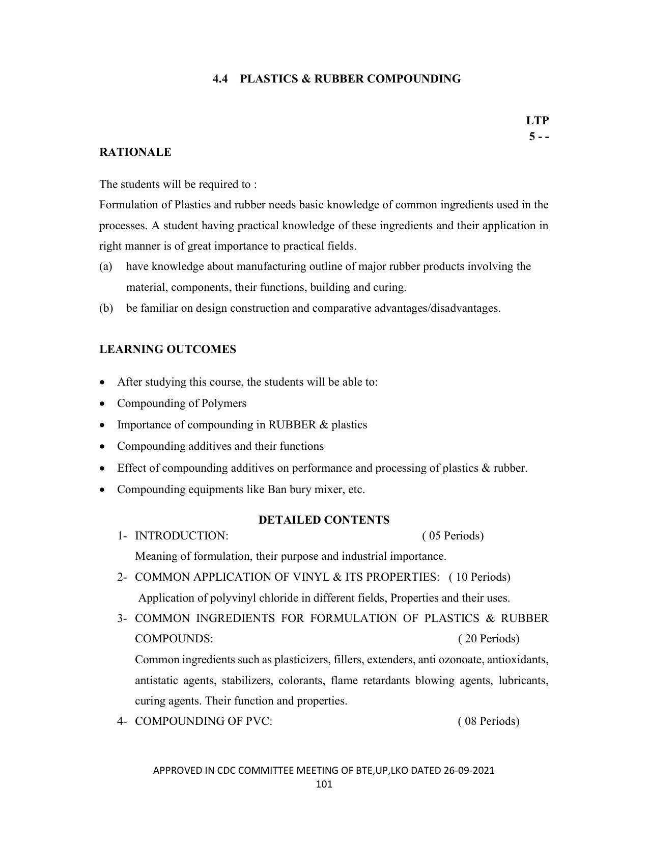 SYLLABUS FOR SEMESTER SYSTEM EFFECTIVE FROM (2021-2022) - CHEMICAL TECHNOLOGY (RUBBER AND PLASTIC) - Page 106