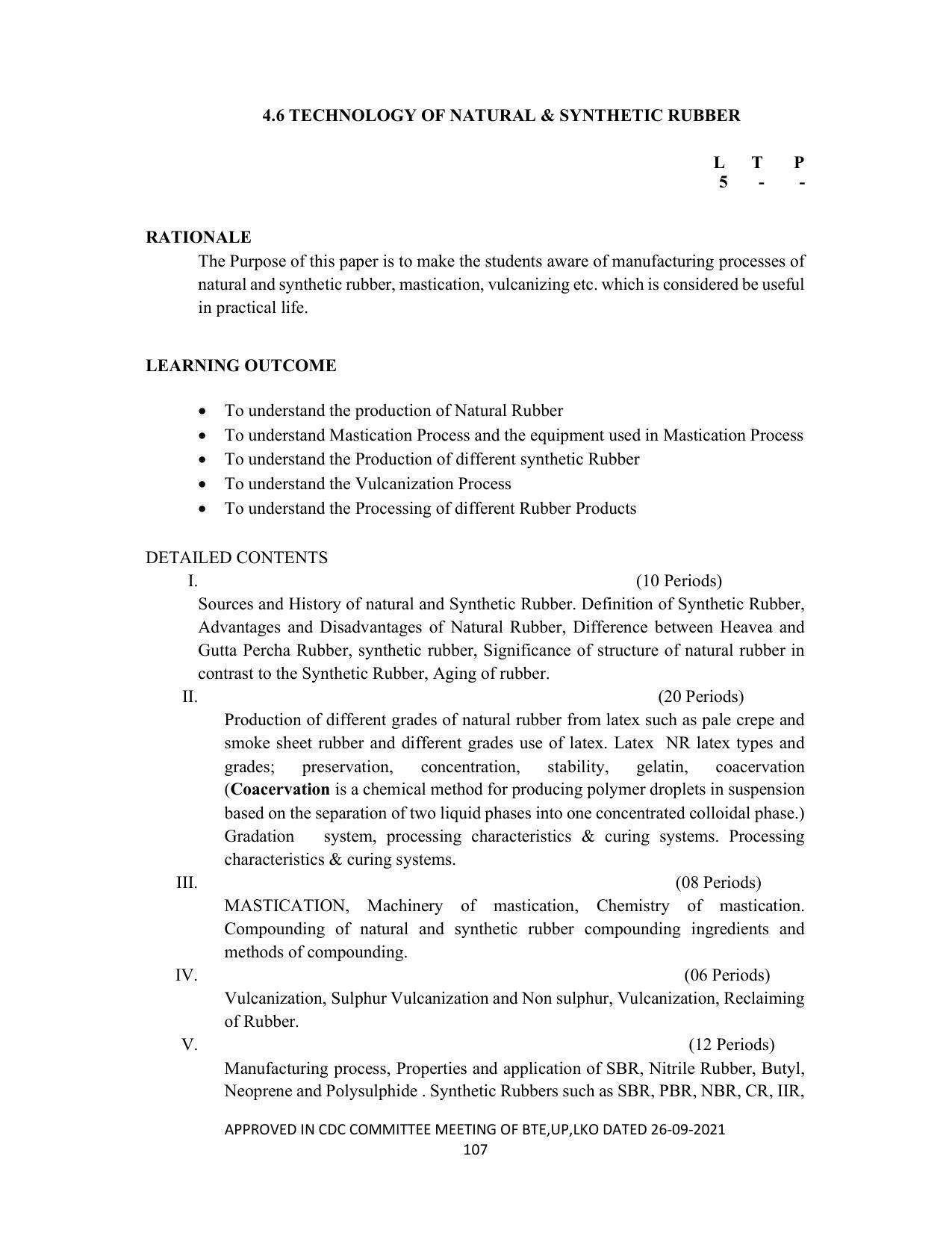 SYLLABUS FOR SEMESTER SYSTEM EFFECTIVE FROM (2021-2022) - CHEMICAL TECHNOLOGY (RUBBER AND PLASTIC) - Page 112