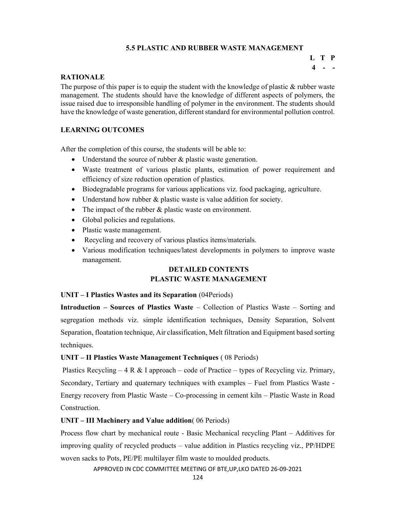 SYLLABUS FOR SEMESTER SYSTEM EFFECTIVE FROM (2021-2022) - CHEMICAL TECHNOLOGY (RUBBER AND PLASTIC) - Page 129