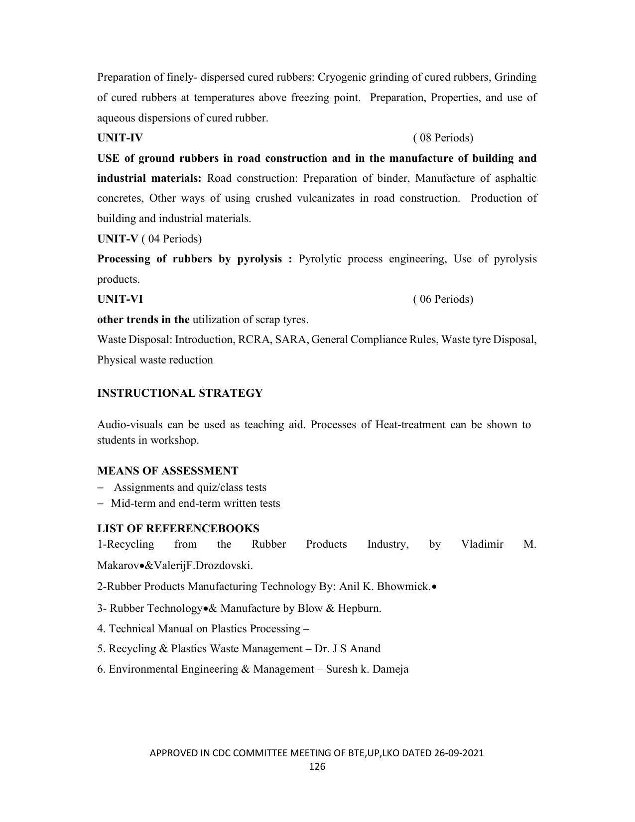 SYLLABUS FOR SEMESTER SYSTEM EFFECTIVE FROM (2021-2022) - CHEMICAL TECHNOLOGY (RUBBER AND PLASTIC) - Page 131
