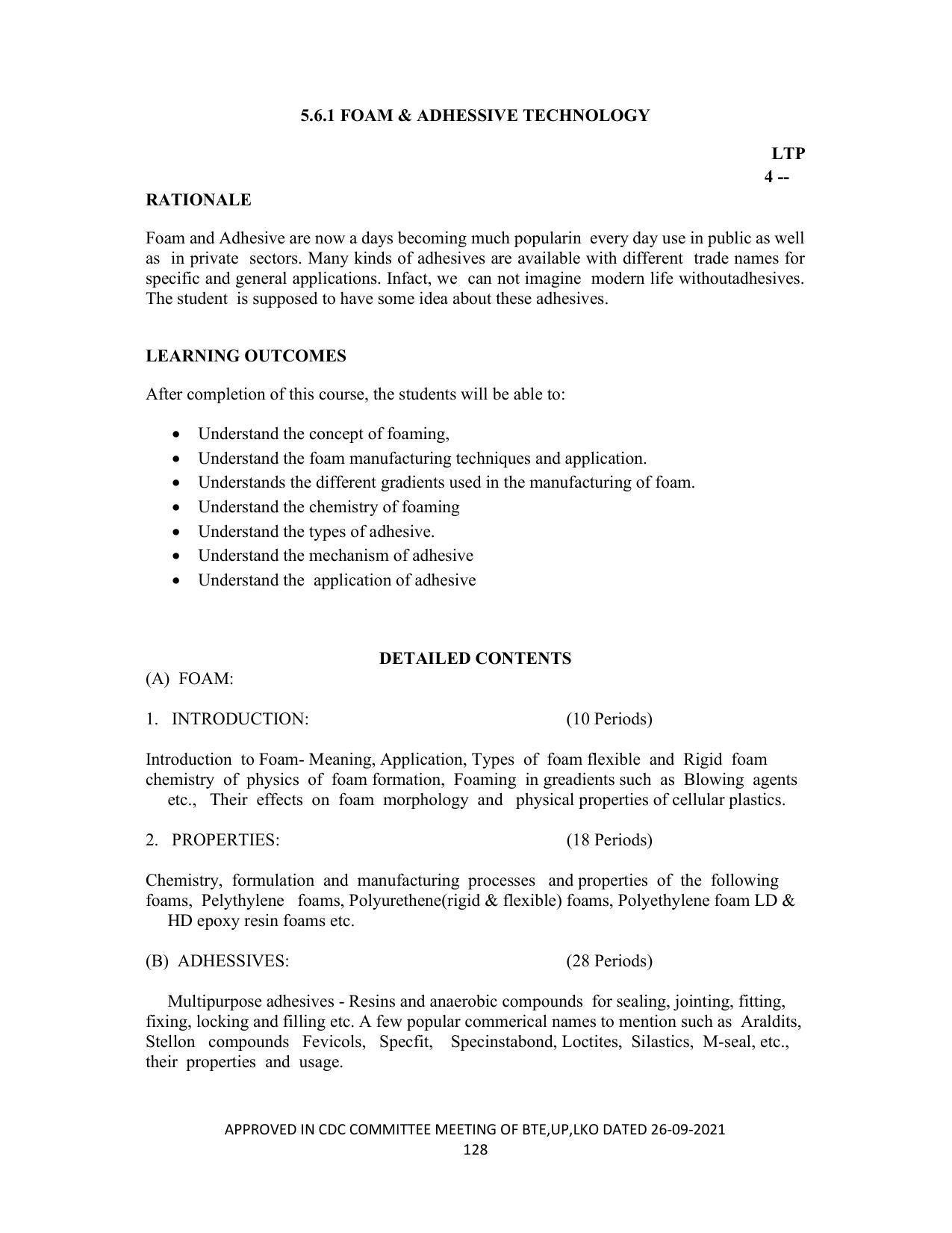 SYLLABUS FOR SEMESTER SYSTEM EFFECTIVE FROM (2021-2022) - CHEMICAL TECHNOLOGY (RUBBER AND PLASTIC) - Page 133