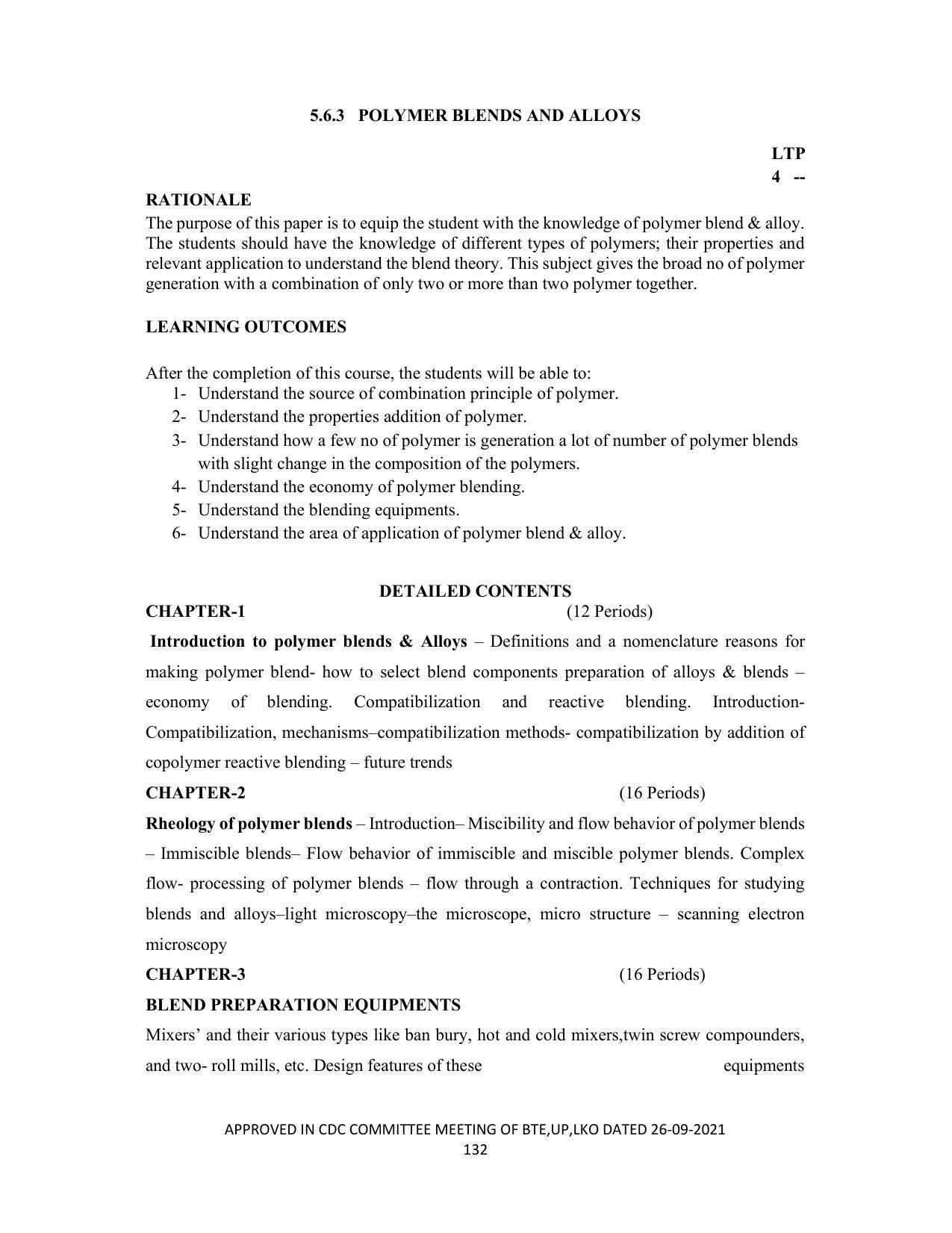 SYLLABUS FOR SEMESTER SYSTEM EFFECTIVE FROM (2021-2022) - CHEMICAL TECHNOLOGY (RUBBER AND PLASTIC) - Page 137