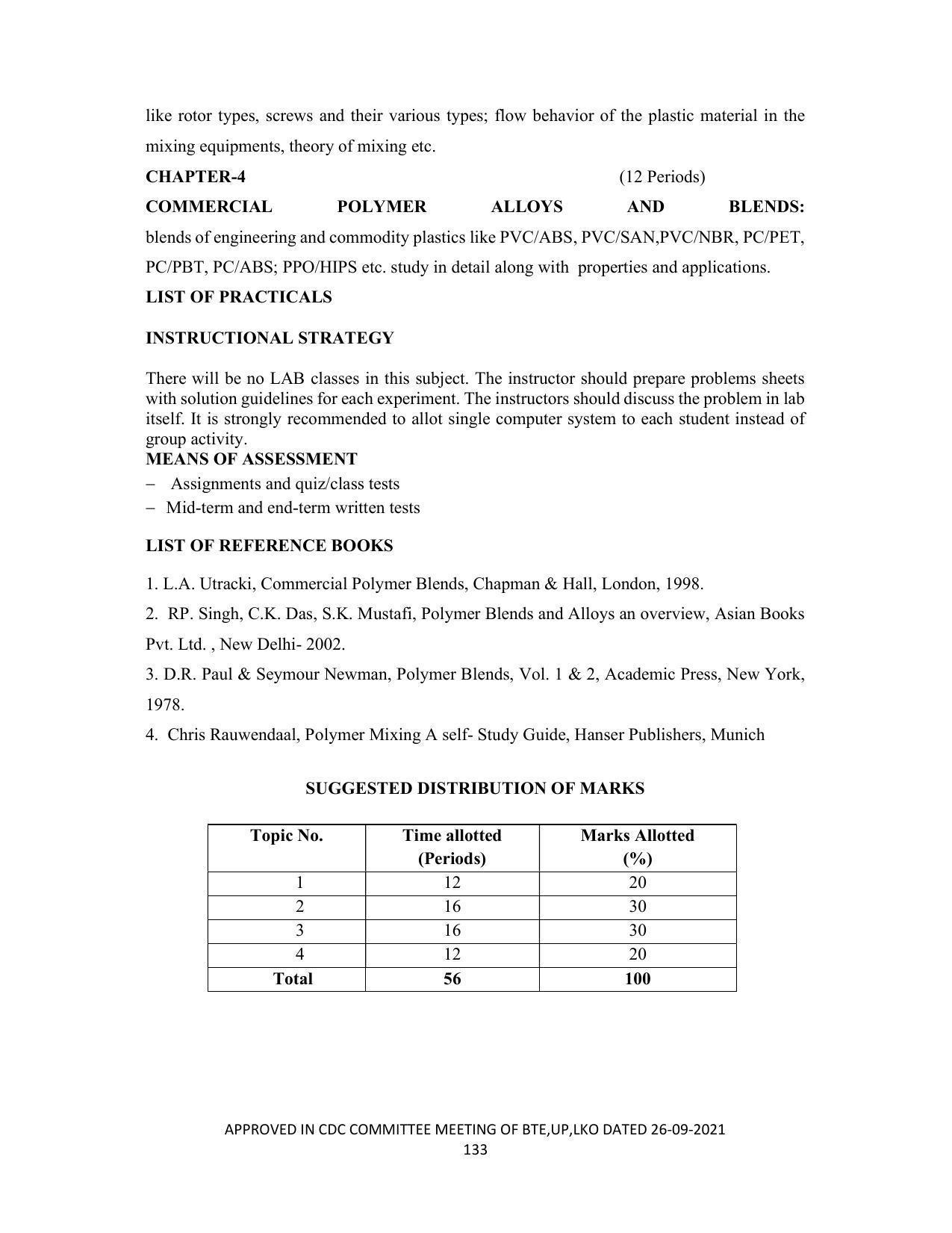 SYLLABUS FOR SEMESTER SYSTEM EFFECTIVE FROM (2021-2022) - CHEMICAL TECHNOLOGY (RUBBER AND PLASTIC) - Page 138