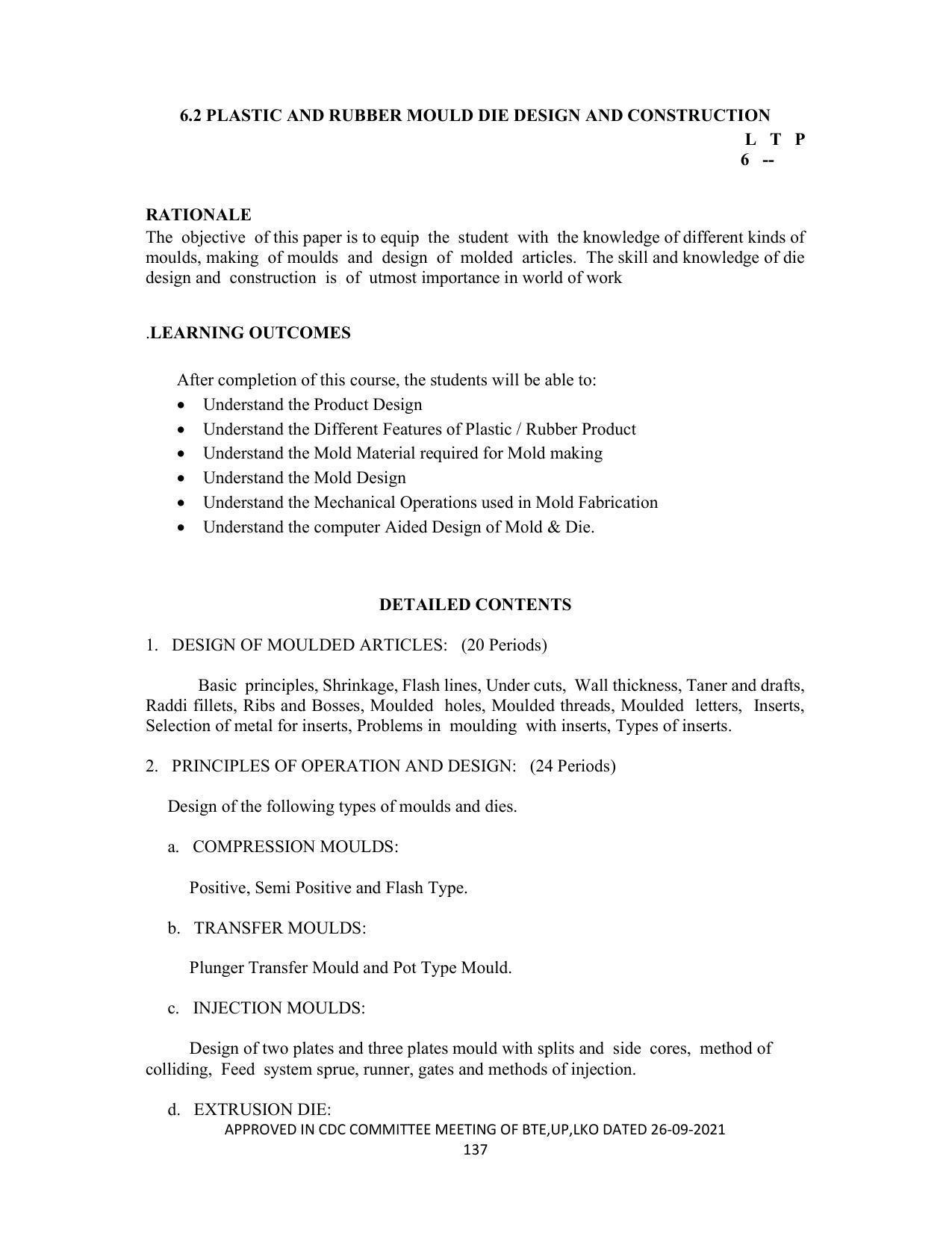 SYLLABUS FOR SEMESTER SYSTEM EFFECTIVE FROM (2021-2022) - CHEMICAL TECHNOLOGY (RUBBER AND PLASTIC) - Page 142
