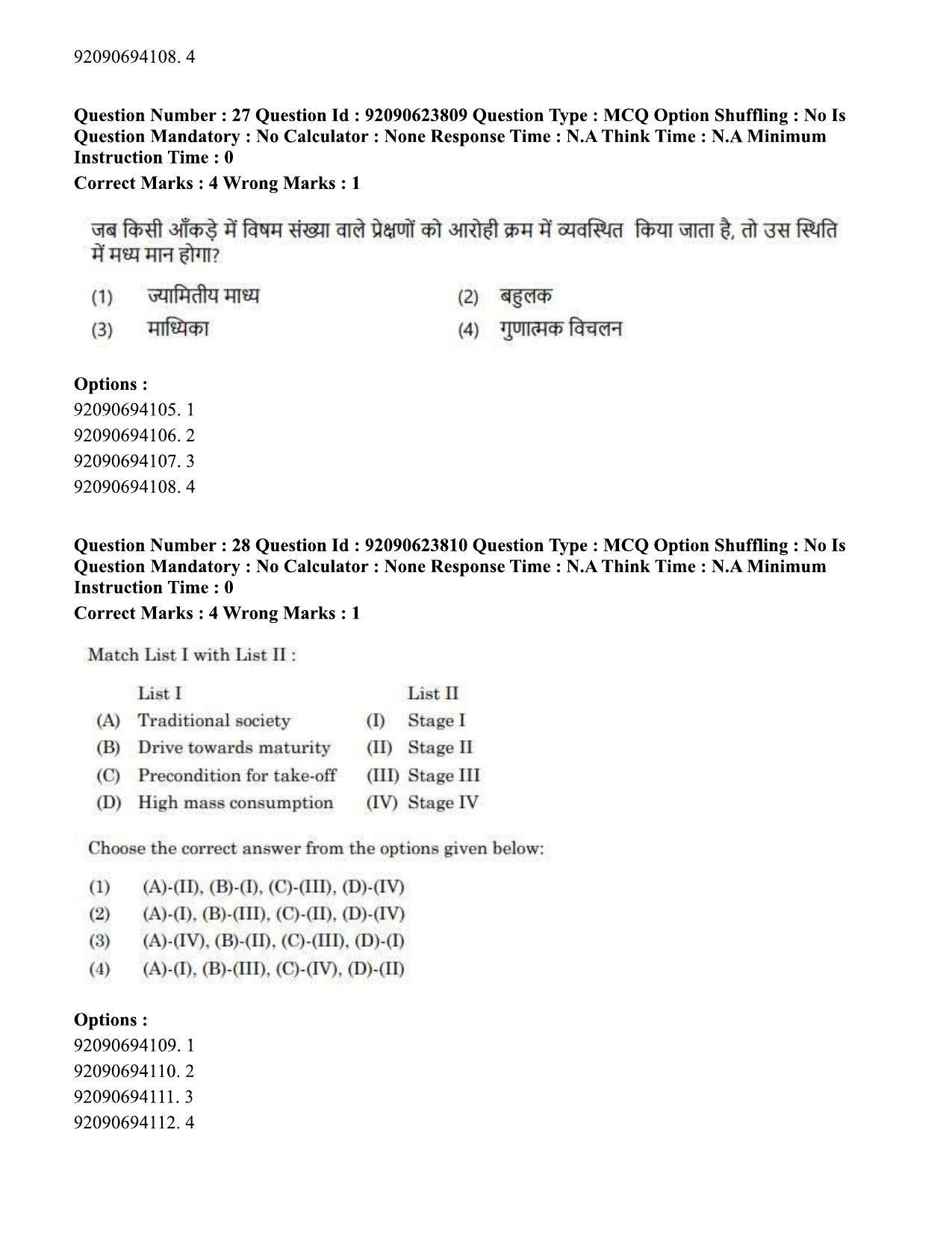 CUET PG 2023: HUQP06 – Dev. and Labour studies Eng - Shift 2 (24-06-2023) Question Paper  - Page 27