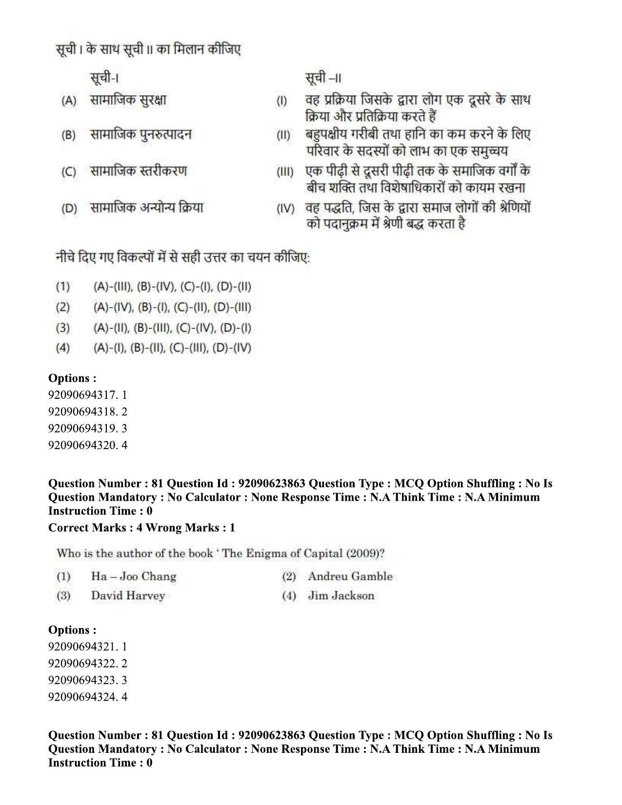 CUET PG 2023: HUQP06 – Dev. and Labour studies Eng - Shift 2 (24-06-2023) Question Paper  - Page 87