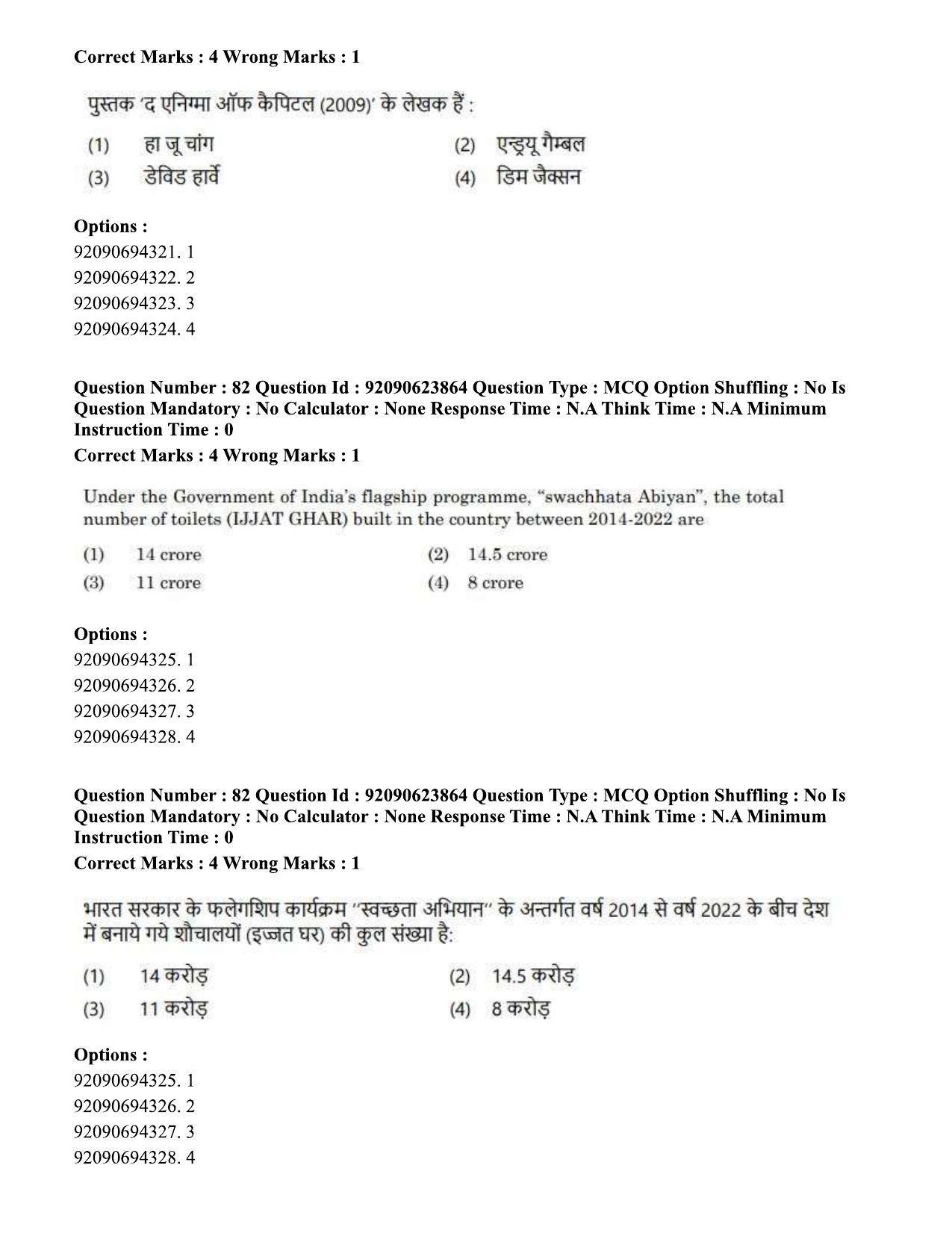 CUET PG 2023: HUQP06 – Dev. and Labour studies Eng - Shift 2 (24-06-2023) Question Paper  - Page 88