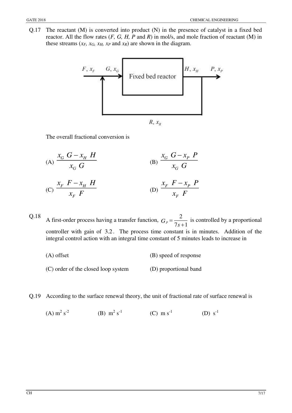 GATE 2018 Chemical Engineering (CH) Question Paper with Answer Key - Page 9