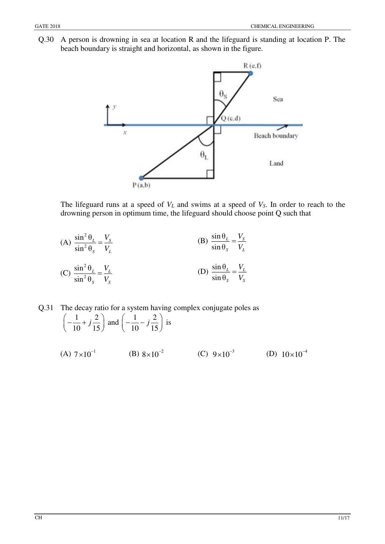 GATE 2018 Chemical Engineering (CH) Question Paper with Answer Key - Page 13