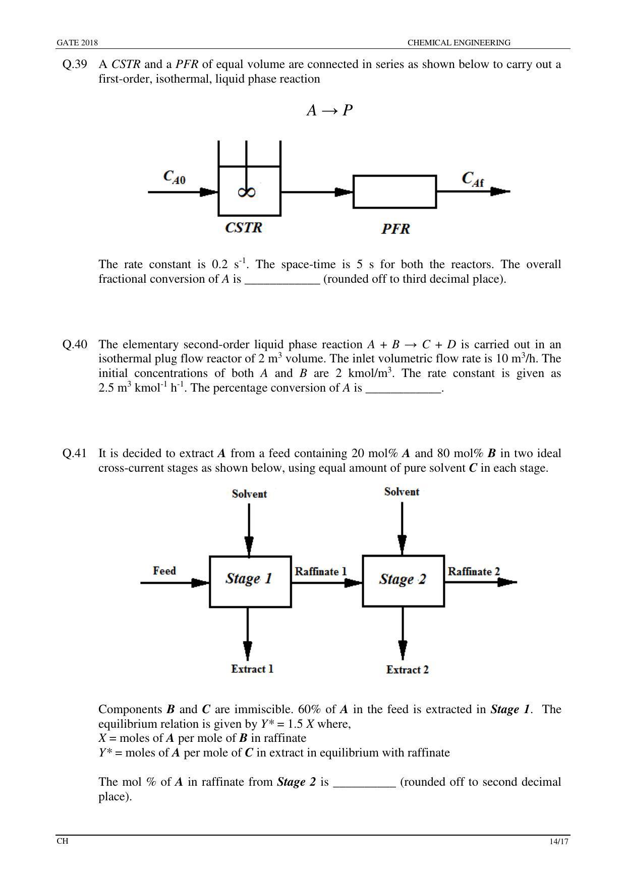 GATE 2018 Chemical Engineering (CH) Question Paper with Answer Key - Page 16