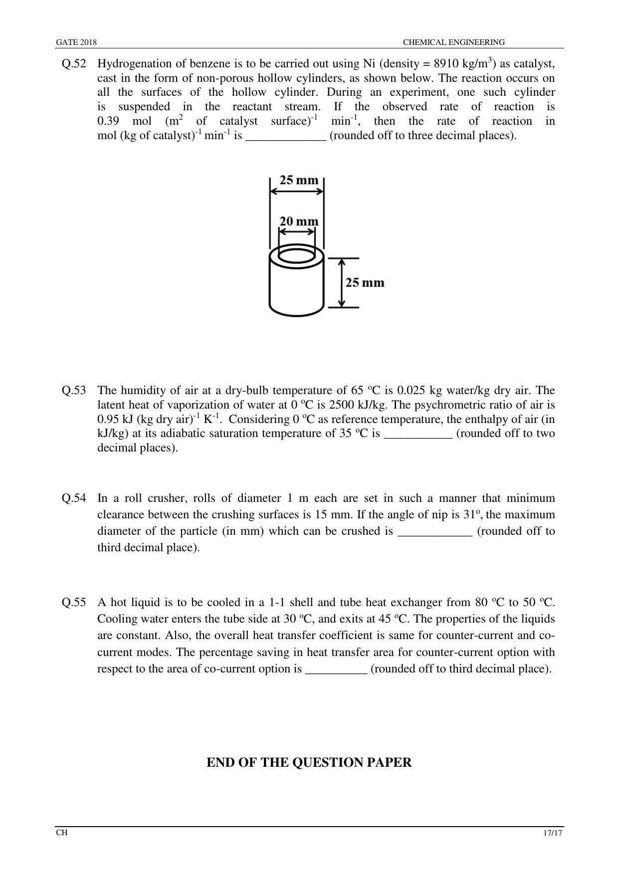 GATE 2018 Chemical Engineering (CH) Question Paper with Answer Key - Page 19