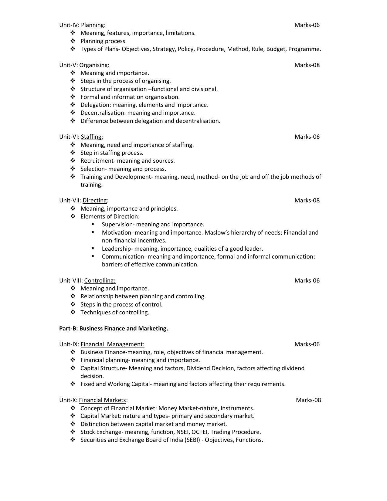 AHSEC 2nd Year Business Studies Syllabus - Page 3