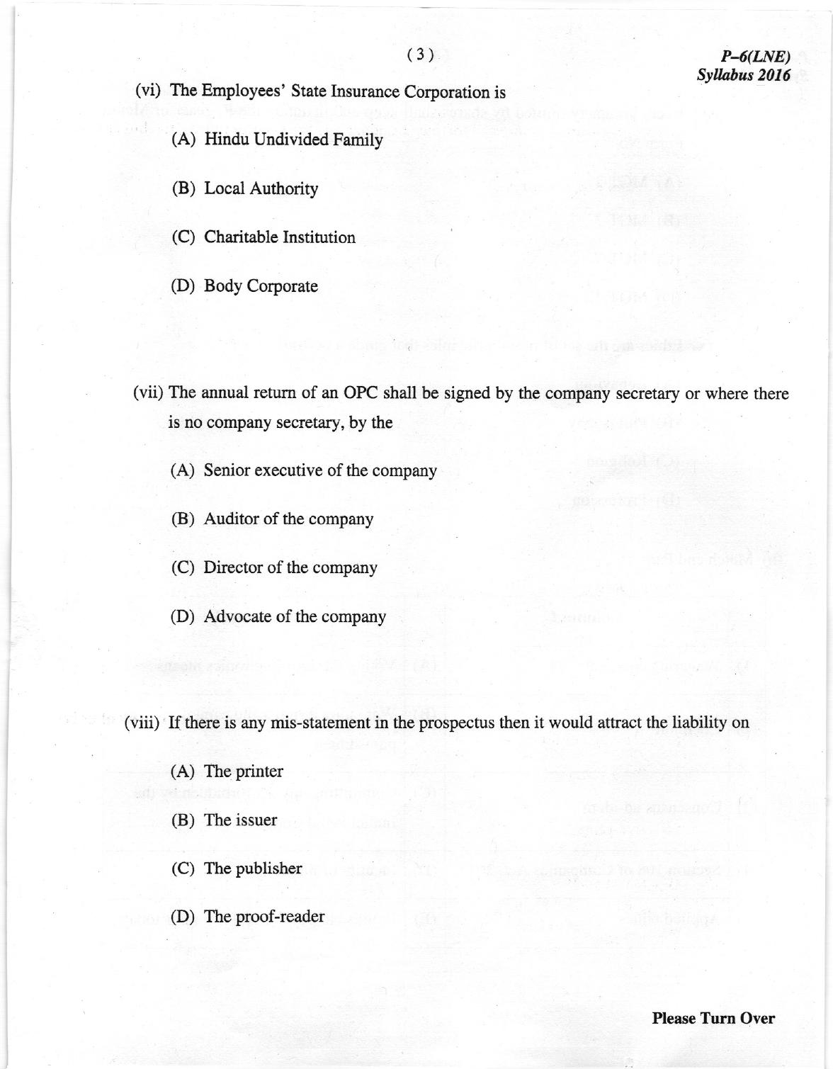 ICMAI Dec 2018 Laws and Ethics Question Paper  - Page 3