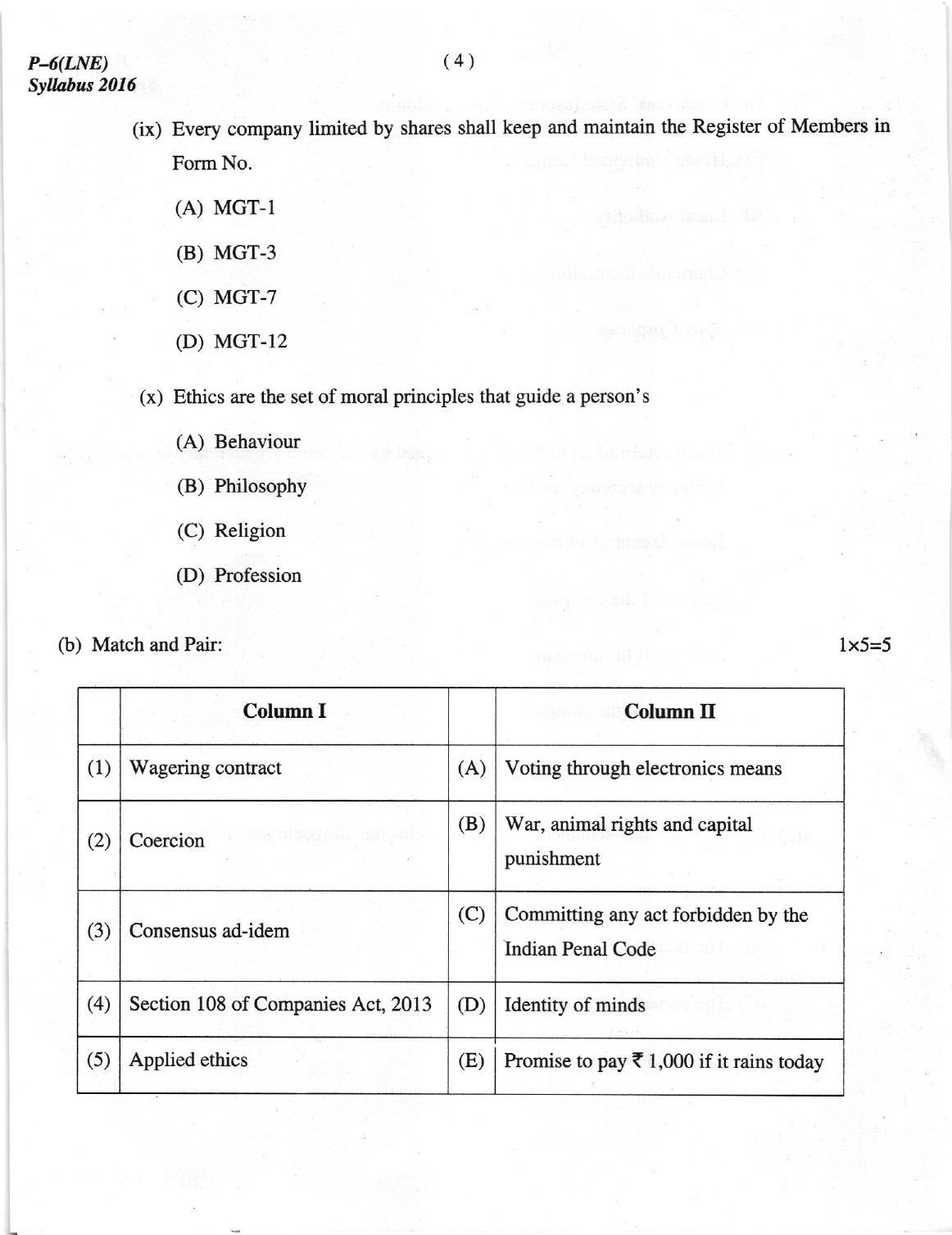 ICMAI Dec 2018 Laws and Ethics Question Paper  - Page 4